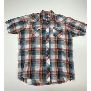 Wrangler Shirt Mens Large 17.5 Multicolor Brush Popper Cowboy Cut X Long Tails
